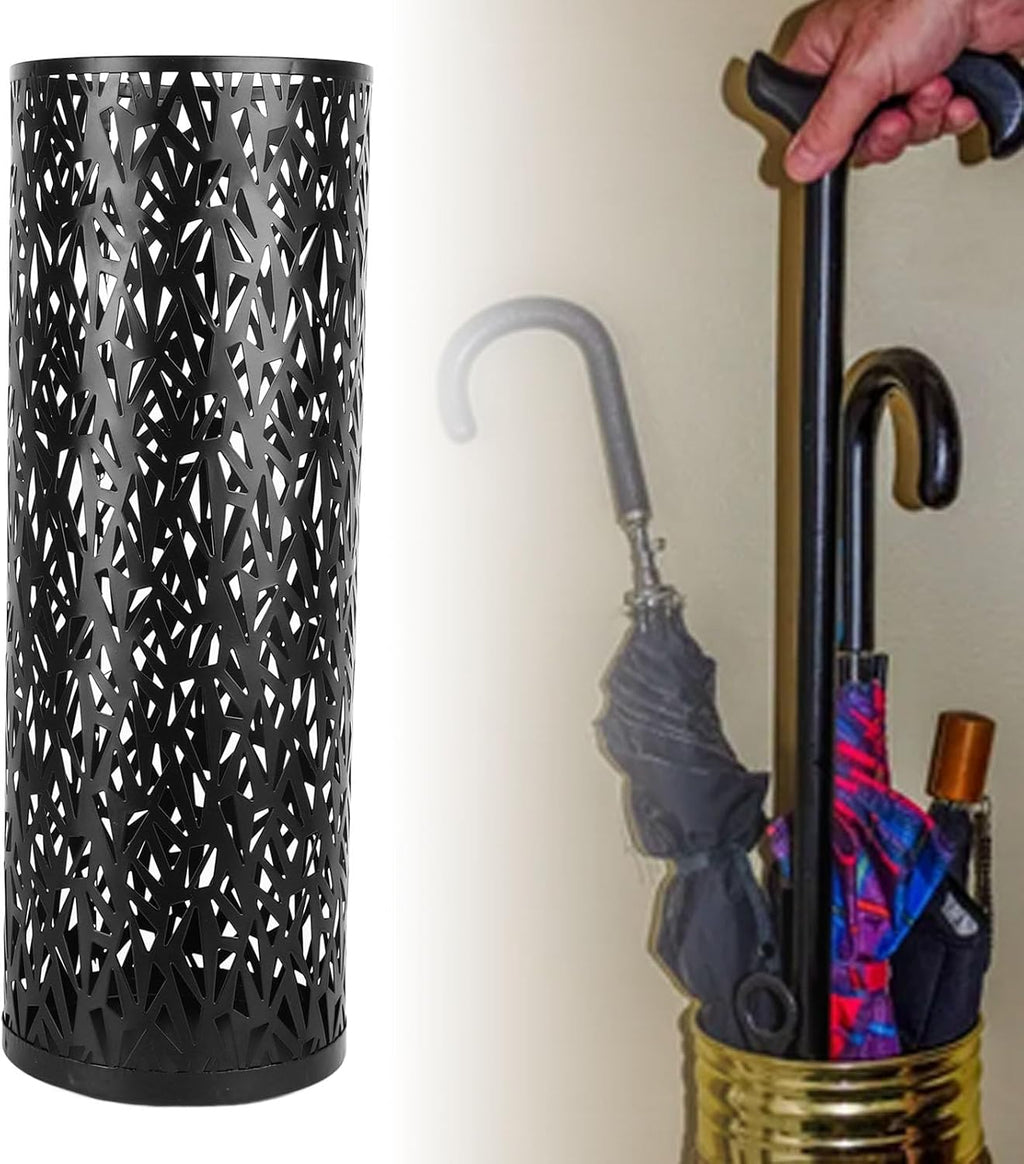 Metal Hollowed Freestanding Round Umbrella Holder Organizer Bin for Home Hotel Office Decor (M 300ml 6.8x9.3cm / 2.7x3.7in)