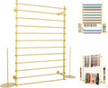 12 Layers Gold Wall Display Stand Wrapping Paper Ribbon Organizer Tie Scarf Rack Belt Towel Holder Spool Hijab Stand Metal Shelving for Home, Retail Stores, Flower Shop, Studio, Sewing-80cm