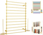12 Layers Gold Wall Display Stand Wrapping Paper Ribbon Organizer Tie Scarf Rack Belt Towel Holder Spool Hijab Stand Metal Shelving for Home, Retail Stores, Flower Shop, Studio, Sewing-80cm