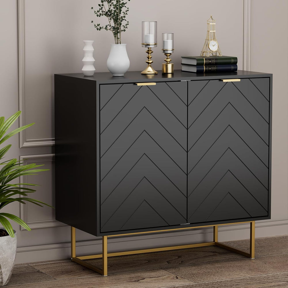 31'' Modern Sideboard Buffet with Storage for Living Room, Black and ...