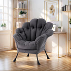 Lazy Chair for Living Room, Modern Floral Reading Chair, Dark Grey Accent Chairs, Comfortable Oversized Armchairs for Bedroom, Courtyard