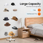 7-Tier Freestanding Hat Rack, 35 Hooks Rotating Hat Display Stand with Wheels, White Metal Hat Holder Organizer for Retail Stores, Home, Hotels Use