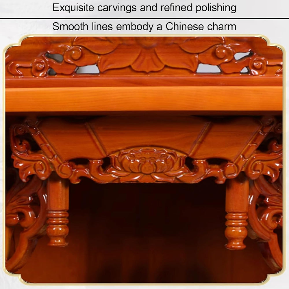 Wall Mounted Shrine Buddhist Altar, Solid Wood Meditation Altar Table, Buddha...