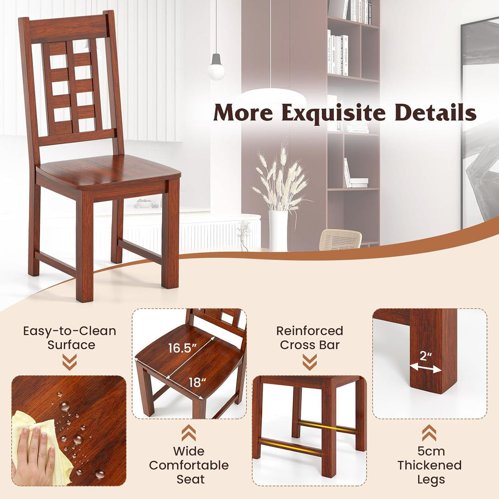 GIANTEX Wooden Dining Chairs Set of 2, Kitchen Chair w/Solid Rubber Wood Fram...