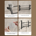 Wall Mounted Folding Shoe Rack 2 Tiers Space Saving Designs for Bathroom and Entryway Without Drilling Required