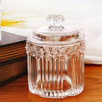 Qtip Cotton Ball Hair Ties Candy Holder Makeup Storage Bathroom Accessories Organizer Thick Glass Apothecary Jars with Lid, 2pcs (Clear)