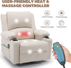 Massage Swivel Rocker Recliner Chair with Heat Nursery Rocking Glider Chair | Overstuffed, Cup Holders, Nursery Glider, Rocking Reclining Lounge Chair, Swivel Heated Massaging Recliner, Faux Leather