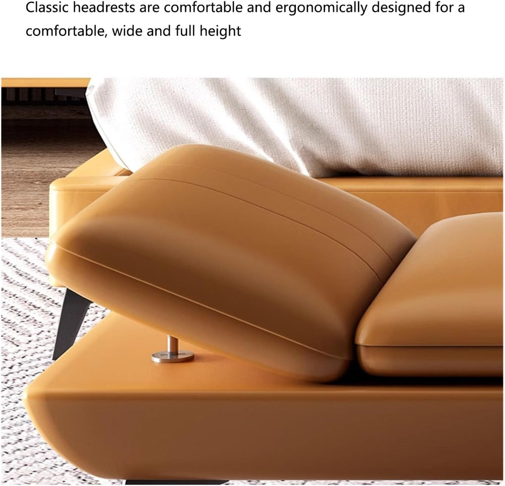 Modern Leather Bench with Soft Padded Entryway Lounges with Metal Leg Comfort...
