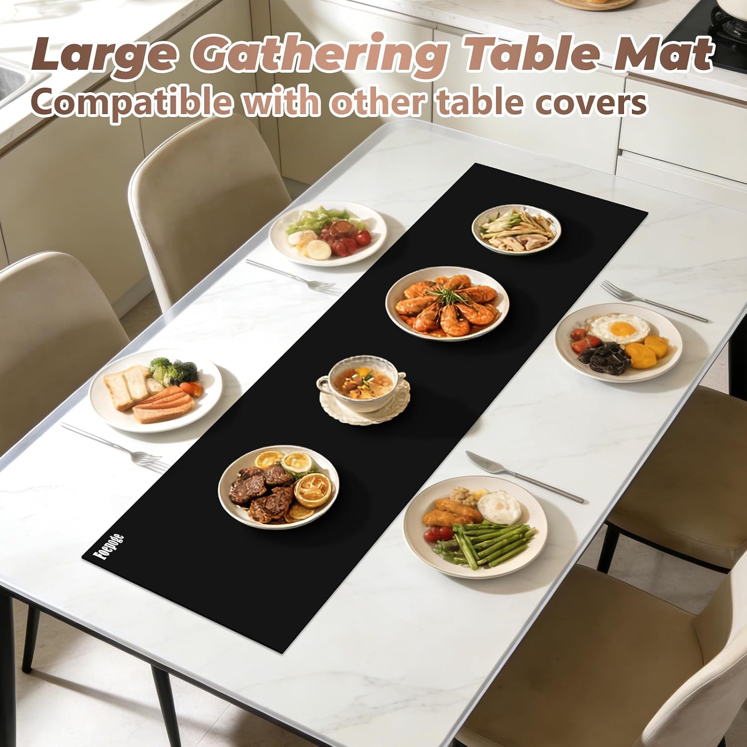 Heat-Resistant Silicone Table Protector Cover 49.2x19.7x0.06 Inch Thick | Food-Grade Table Protector for Dining Room Table Kitchen Countertop & Counter Mat -Waterproof Tabletop Cover Pad & Crafting