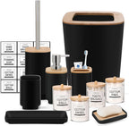 IMAVO Bathroom Accessories Set,Black Bathroom Set,11 Pieces Bathroom Accessory Set,Trash Can for Bathroom Accessories Décor and Housewarming Gifts