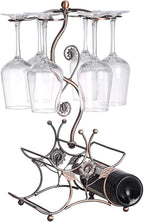 Wine Rack and Wine Glass Holder-Hold 4 Wine Bottles and 6 Glasses-Perfect for Home Kitchen Decor & Kitchen Storage Rack