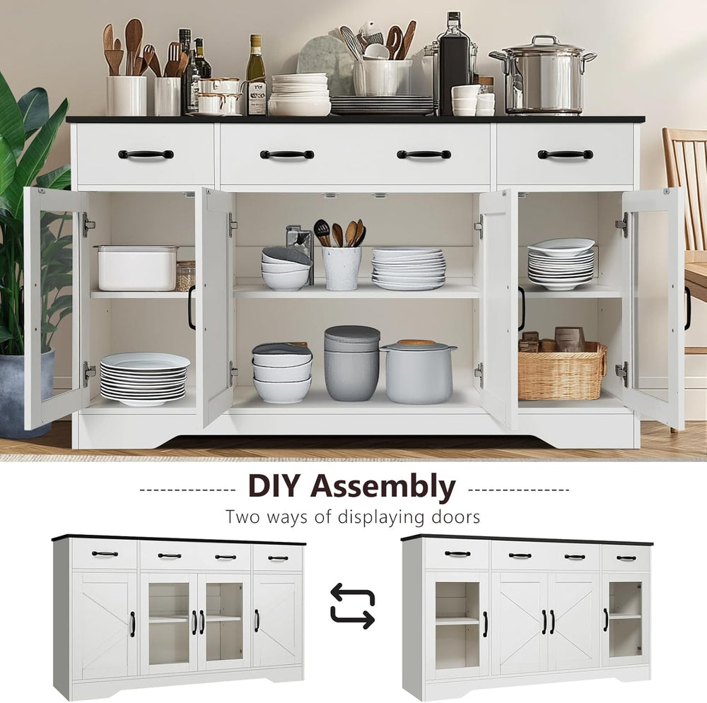 Likein Sideboard Buffet Cabinet with Storage - 55" Kitchen Storage Displ...