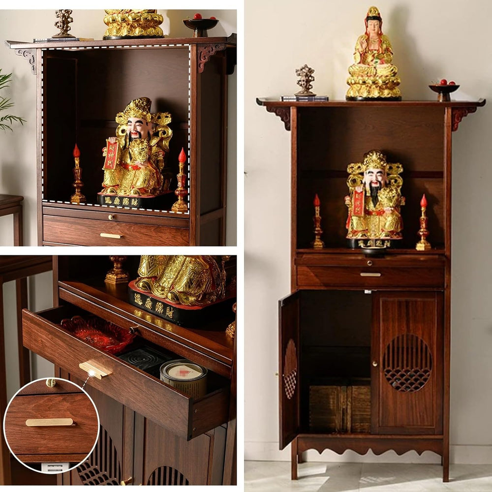 Wooden Buddhist Meditation Cabinet for Temple Display | Traditional Chinese S...