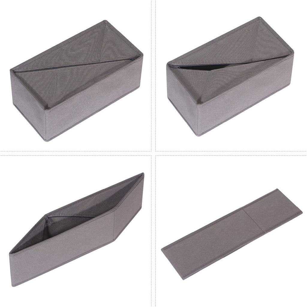 DIOMMELL 6 Pack Foldable Cloth Storage Box Closet Dresser Drawer Organizer Fabric Baskets Bins Containers Divider for Clothes Underwear Socks Lingerie Clothing, M Grey 00-0600