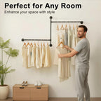 Industrial Pipe Clothing Rack Wall Garment Rack with Pipe Clothes Rails, Multi-Purpose Heavy Duty Clothing Hanging Rods Space-Saving Clothes Bar Organizer Closet (wall clothing rack-2 hanging rods)