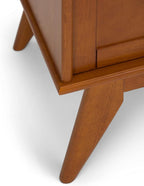 SIMPLIHOME Draper SOLID HARDWOOD 60 Inch Wide Mid Century Modern TV Media Stand in Teak Brown For TVs up to 65 Inches, For the Living Room and Entertainment Center