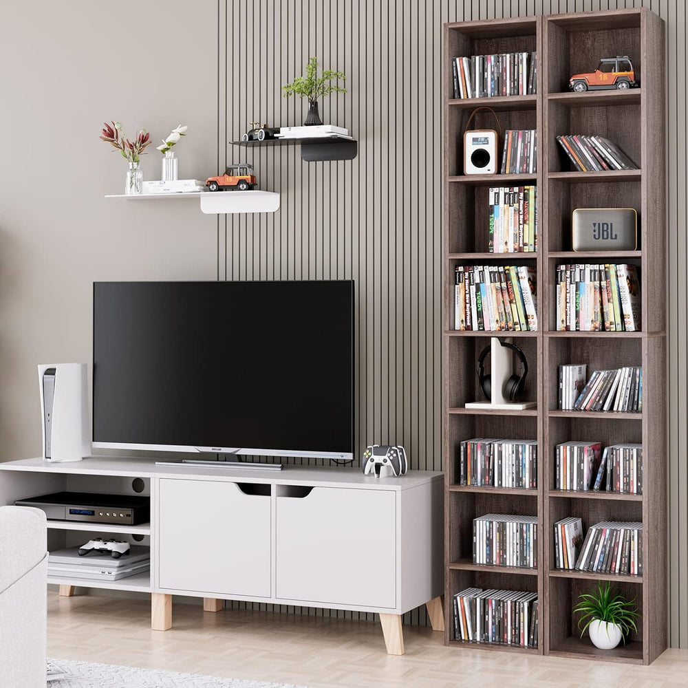 8-Tier Media Tower Rack, CD DVD Storage Organizer Cabinet with Adjustable She...