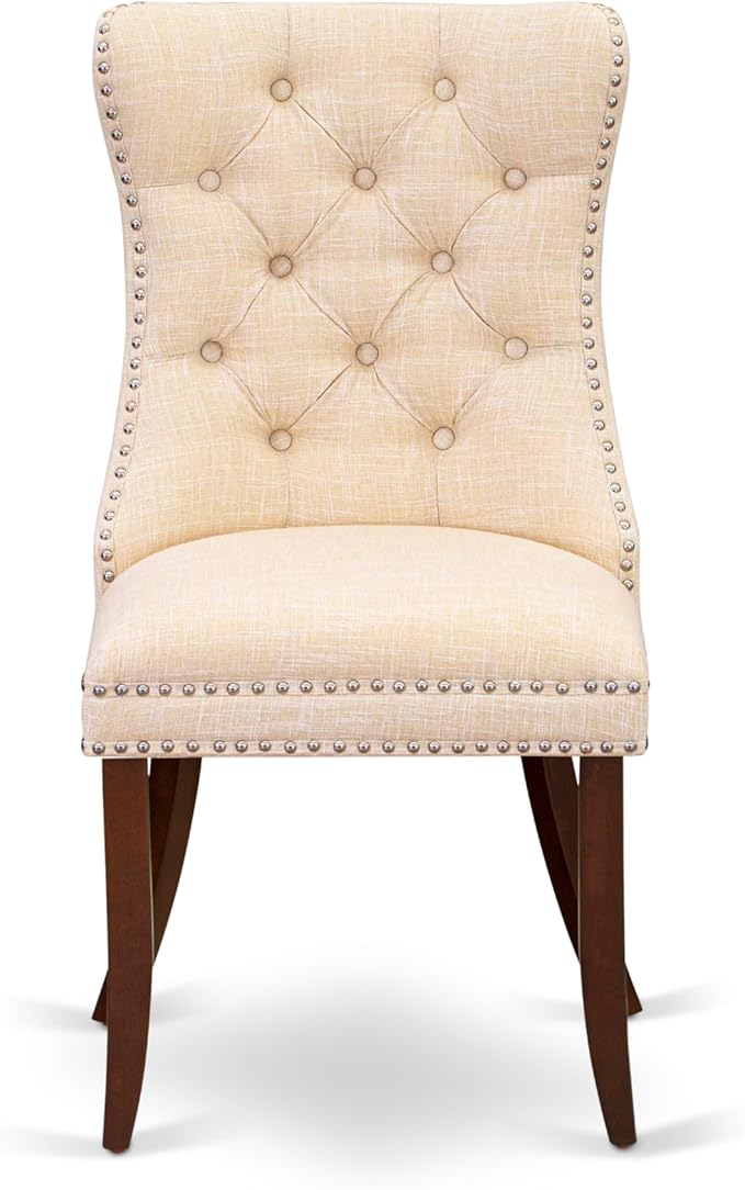 East West Furniture DODA7-MAH-32 7 Piece Dinette Set Includes a Rectangle Dining Table with Butterfly Leaf and 6 Polyester Fabric Upholstered Chairs, 42x78 Inch, Mahogany