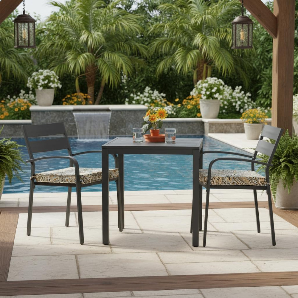 Outdoor 18 inch Square Patio Dining Chair Pads – Comfortable Fiber-Filled Sea...