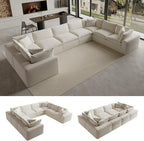 189" Oversized Boneless Cloud Couch, Modular Sectional Couches for Living Room, L-Shaped with Deep Seats, No Assembly Required, 8-Seater Washable Fabric Sleeper Sofa, White