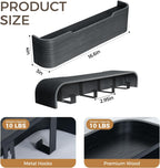 Wall Coat Rack Floating Shelves Modern Coat Rack Wall Mount with Storage Entryway Shelf Wooden Hanger 20 Inch 4 Hidden Metal Hooks for Living Room Bedroom (Black, 4 Hooks)