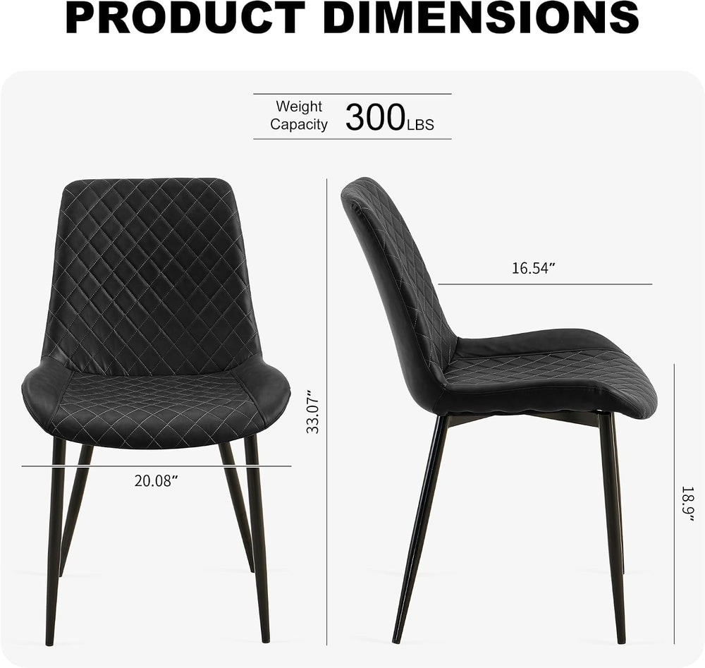 PU Leather Dining Chairs Set of 2, Modern Armless Dining Room Chairs, Comfy U...