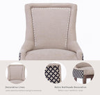 Dining Chairs Set of 2, Kitchen & Dining Room Chairs, Fabric Upholstered Dinning Chairs, Sillas De Comedor, Nailhead Trim, Wood Legs (Beige, Pattern, 2 Pcs)