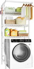 Ulif U11 Medium Over Washer and Dryer Shelves, 3 Tiers Laundry Room Storage and Organizer Standing Shelf, Metal Freestanding Clothes Drying Rack, 31.1”W x 19.7”D x 77.6”H, White