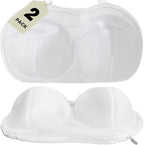 Large Bra Laundry Bags for Washing Machine, Fits All Cups Anti Deformation Bra Washing Bag, Lingerie Bags for Washing Delicates (2 Pack White)