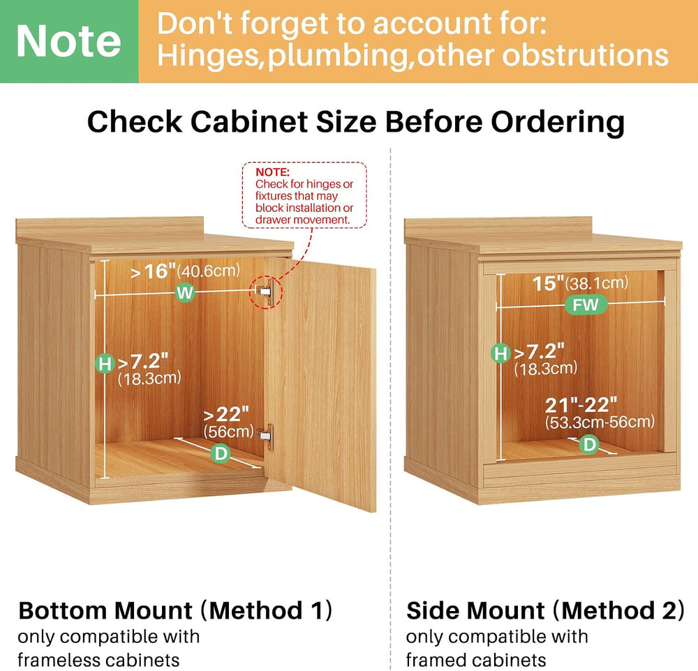 Pull Out Cabinet Organizer, Soft Close Slide Out Solid Wooden Drawers(15&quot...