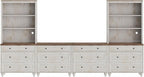 WAMPAT Entertainment Center with Bookshelves for TVs up to 75", Farmhouse Wall Unit TV Stand with Drawers, Media Console Table for Living Room, Bedroom & Home Theater, Rustic White