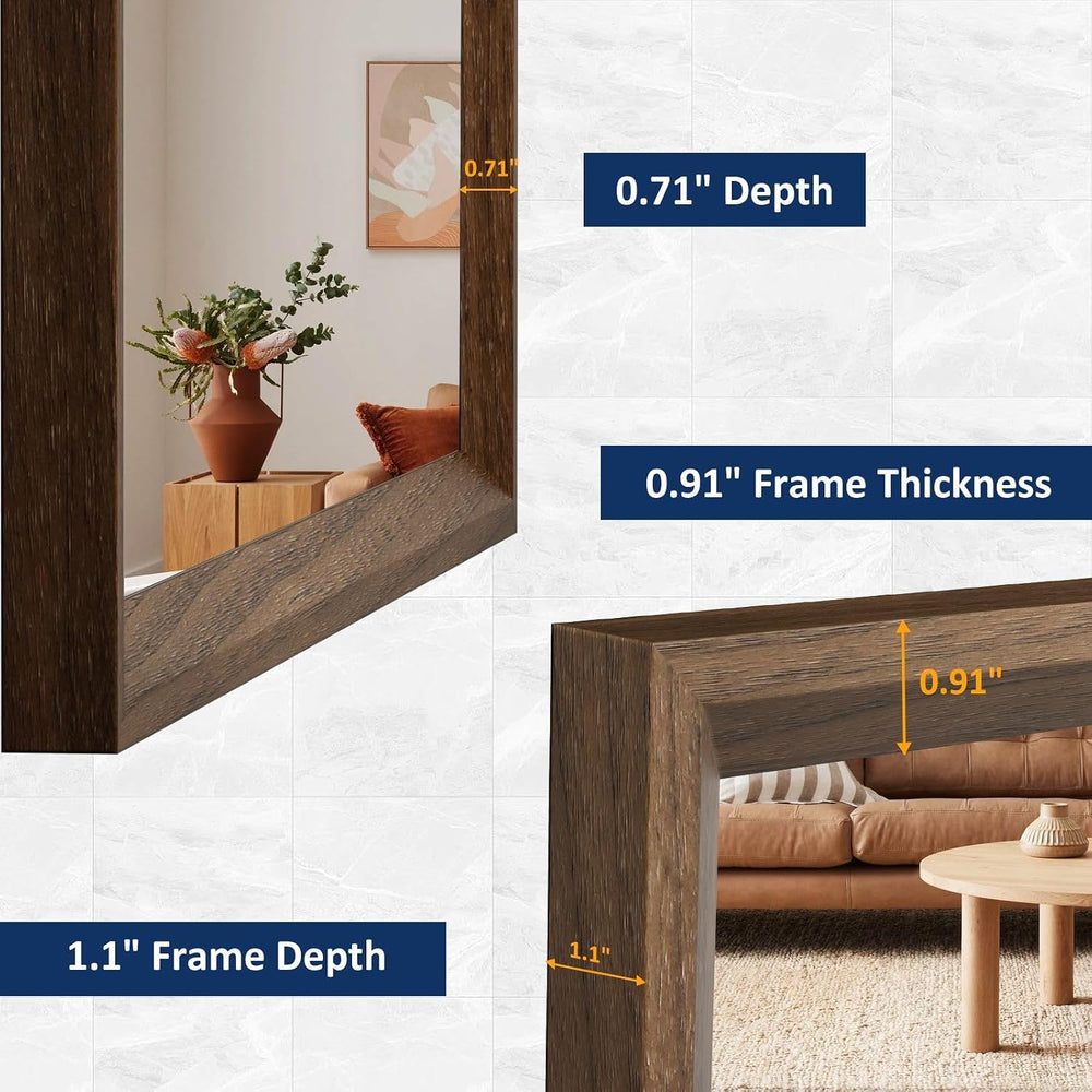 WEER Bathroom Vanity Mirror Walnut 40X30 Inch