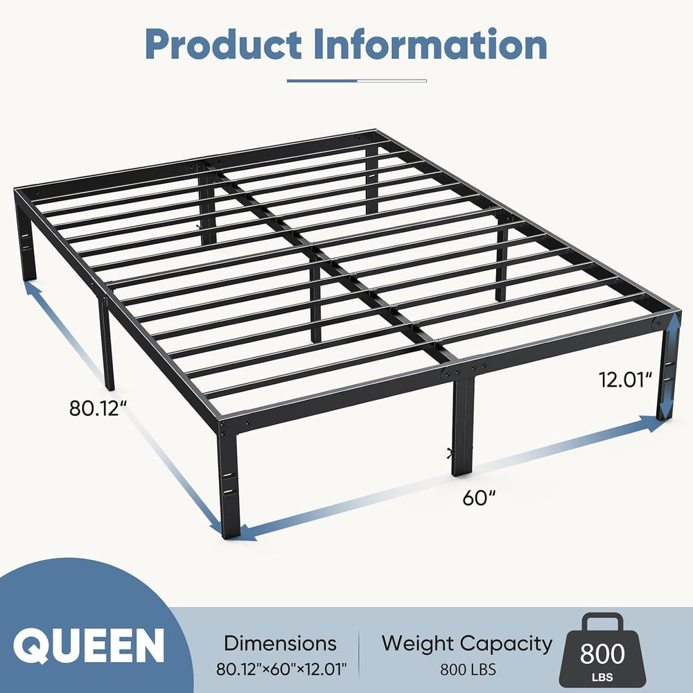 DUMOS Queen Bed Frames, 12 Inch Height Metal Platform Bed Frame