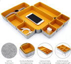 Welaxy desk drawer organizers tray felt storage bin for office suppliers entryway catchall key holder makeup crafts pens decluttering 8-piece fall gift (Curry)