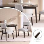 Modern Wood Dining Chairs Set of 2, Velvet Upholstered Kitchen Chairs with Open Curved Backrest & Black Hardwood Legs for Vanity, Living Room, 350 LBS Capacity, Grey