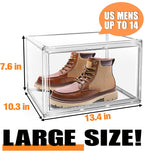 10 Pack Clear Shoe Storage Boxes Size 12 Stackable Sneaker Organizer Acrylic Display Case with Magnetic Lid, Clear Storage Bins for Entryway, Closet, Bebroom, Underbed, Bathroom, Kitchen