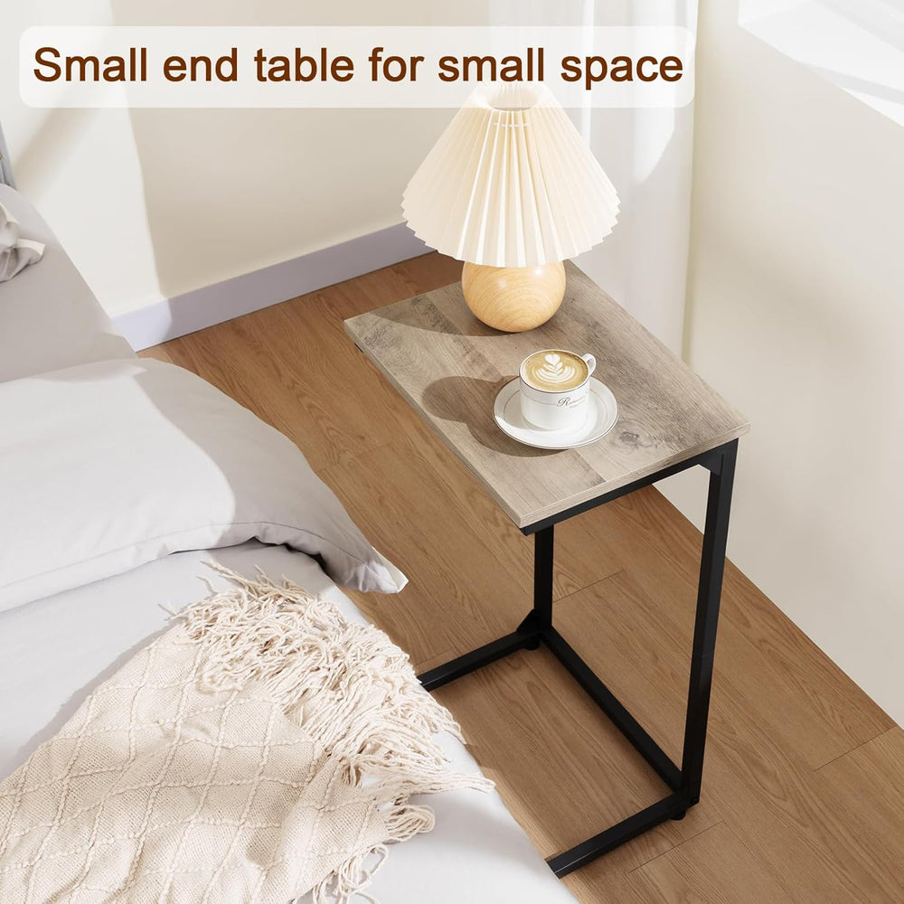 AMHANCIBLE C Shaped End Tables Set of 2, Couch Side Tables that Slide Under S...