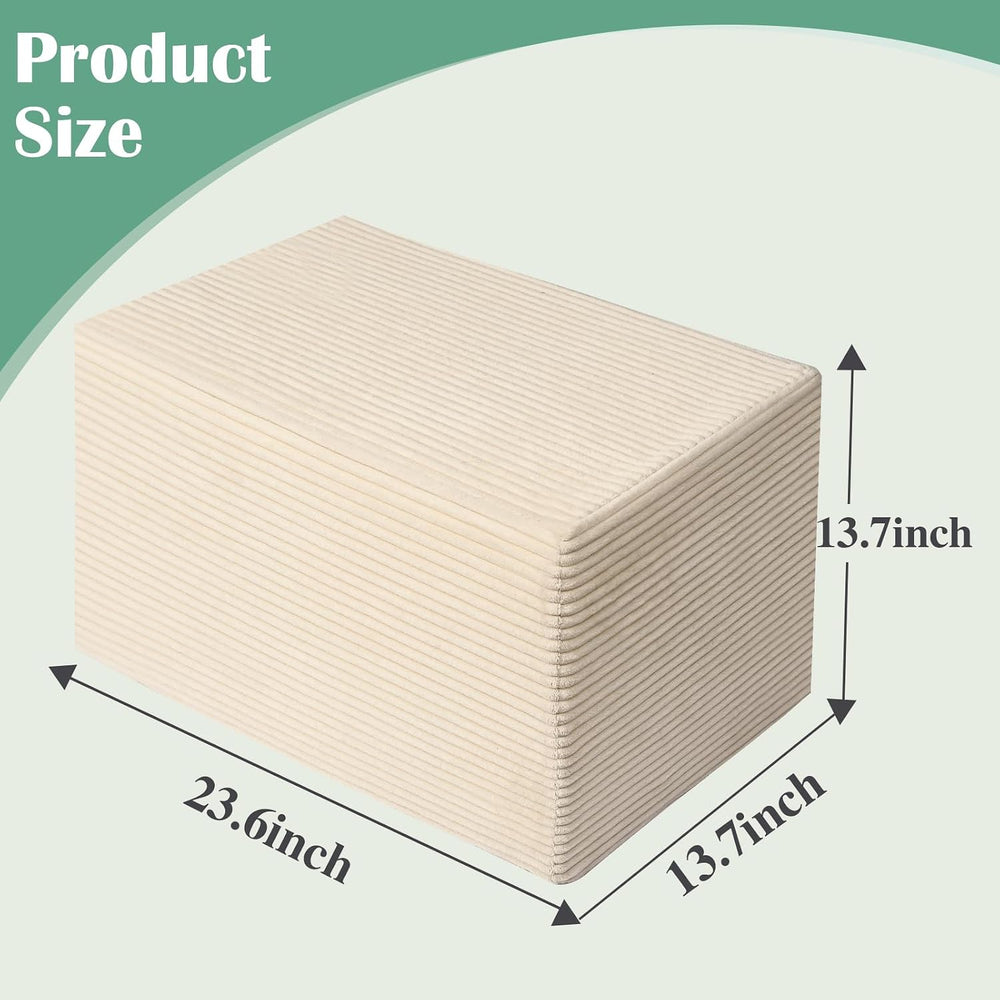 Rectangular Pouf Ottoman Soft Furry Corduroy Foot Rest for Chair | Stuffed Fl...