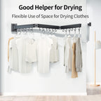 Foldable Clothes Drying Rack, 2 Fold Laundry Drying Rack Wall Mount, [No Drilling] Folding & Durable Space Saver for Laundry, Balcony, Bathroom, Patio, Dormitory, Apartment-White