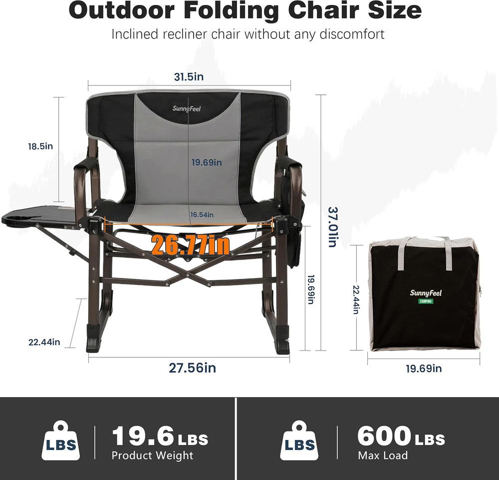 SUNNYFEEL Oversized Camping Directors Chair for Adults with Side Table