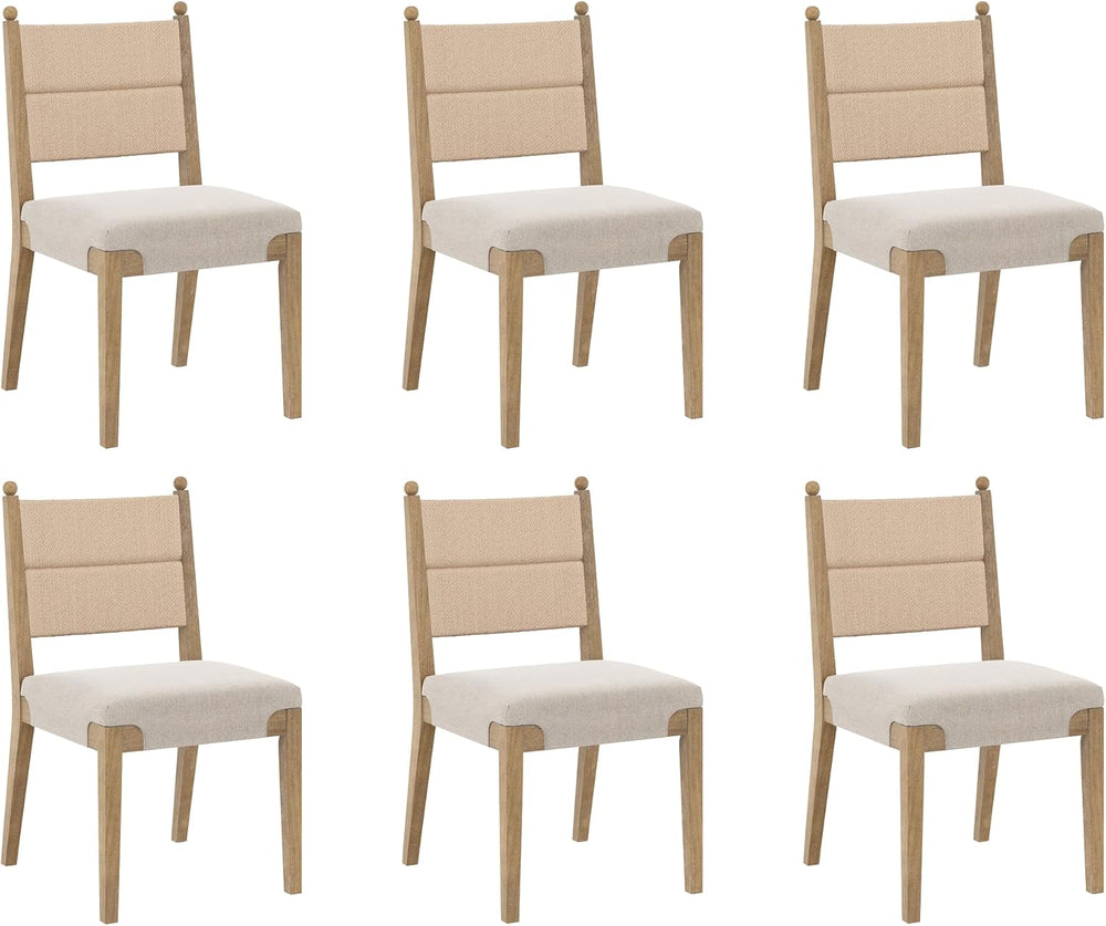 Nathan James Cove Boho Solid Wood Dining Chair with Woven Seagrass Back and U...