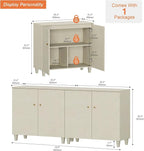 WAMPAT TV Stand Cabinets for TVs up to 75 Inches, 2-in-1 Wood Entertainment Center with Doors and 6 Compartments, 70.8" Modern Media Console Table with Storage for Living Room Bedroom, Beige Linen