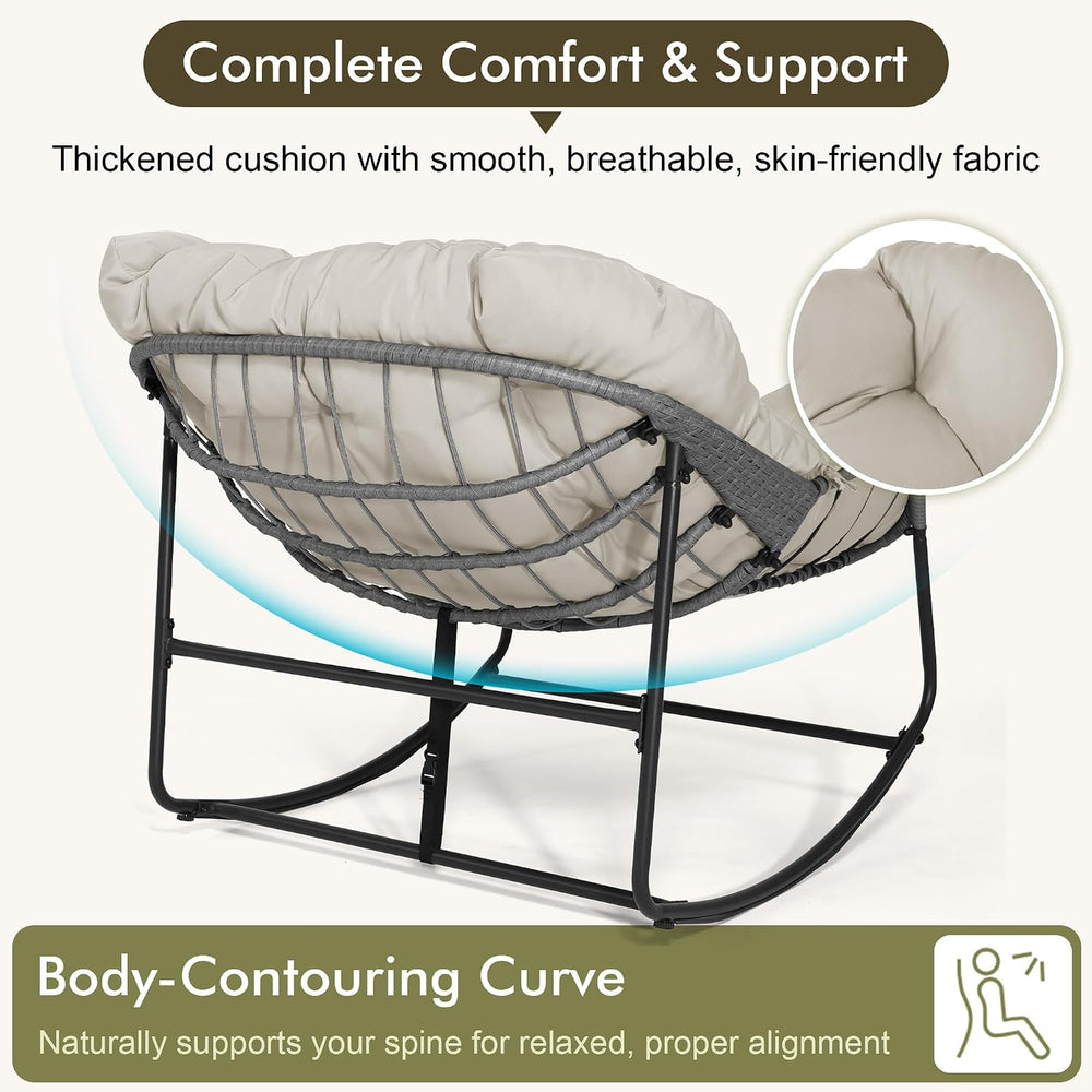 Bifanuo Oversized Egg Rocking Chair for Indoor Outdoor – All-Weather Wicker R...