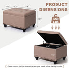 Ottoman with Storage, Fabric Ottoman Foot Rest 24" Rectangle Tufted Foot Stools Ottomans with Hinged Lid Upholstered Button Ottomans for Bedroom Living Room Entryway, Taupe