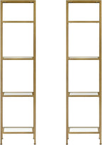 Crosley Furniture Aimee 2-Piece Bookshelf Set with Glass Shelves, Bookcase Storage, Gold and Glass