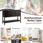 COSTWAY Buffet Sideboard, with 2 Wood Storage Drawers & Open Shelf, Console Table for Living Room Kitchen Dining Room Furniture (Coffee)
