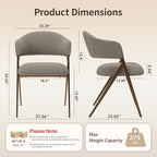 Dining Room Chairs Set of 4, Upholstered Dining Room Chairs, Mid Century Fabric Kitchen Chairs with Curved Backrest and Metal Legs, Taupe