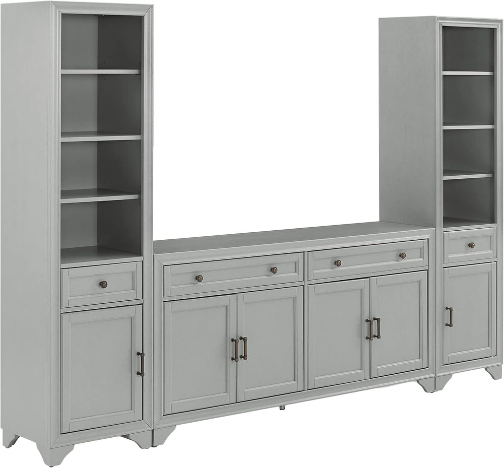 Crosley Furniture Tara 3-Piece Farmhouse Sideboard & Bookcase Set