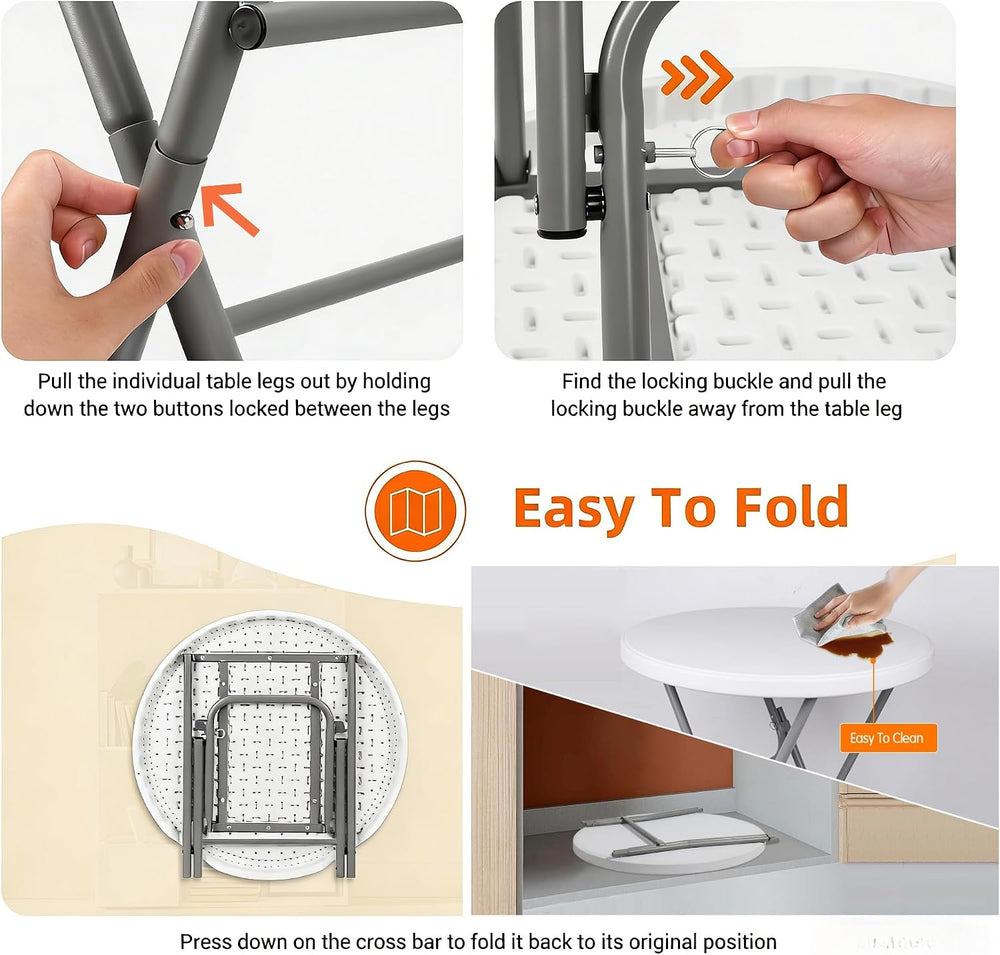 Lakhow 2 Pack Cocktail Table 28in Portable Folding Bar Height Table, White | ...