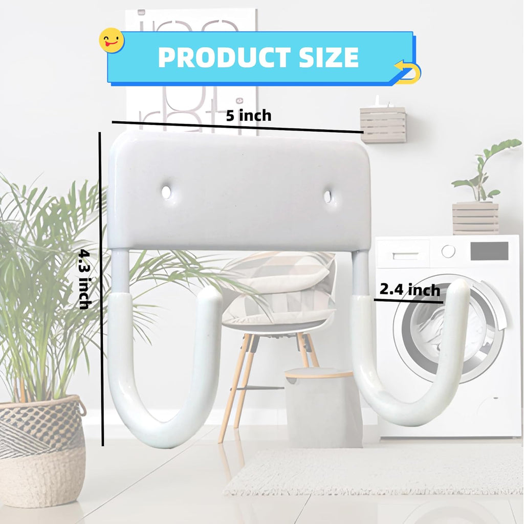 BiJun Ironing Board Holder Wall Mount, Ironing Board Hanger with 5 Inch Length, Iron Board Hook Wall Mount for Laundry Rooms (White)